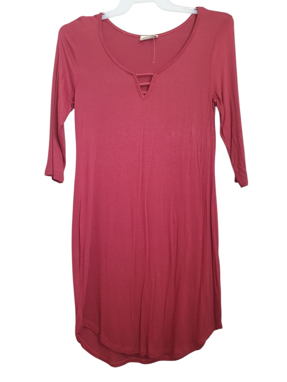Wonder Tails Orange-Brown Lattice Front Dress Stretch 3/4 Sleeve Sz. Large